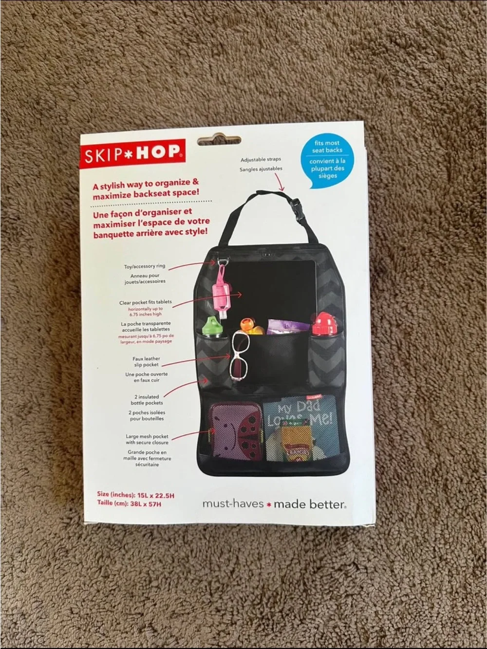 Skip Hop Beige & Black Backseat Organizer - Style Driven